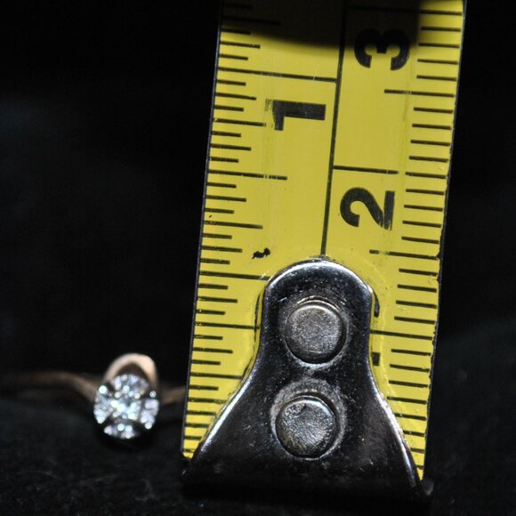 Vintage 14k Gold Teardrop Elevated Illusion Diamond Stackable / Engagement Ring - Picture 14 of 15